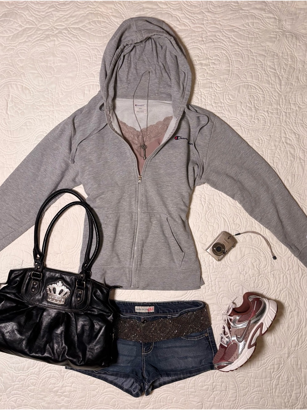 Champion Light Gray Full-Zip Women's Hoodie